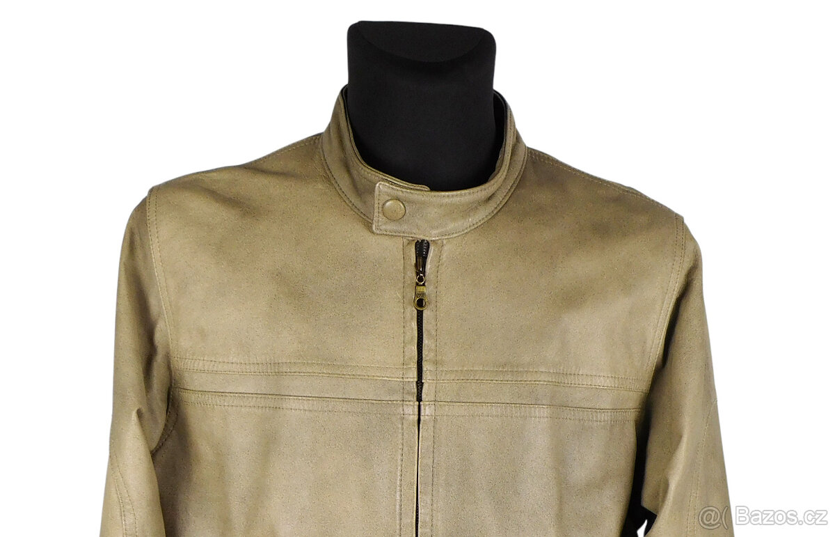 Kožená pánská písková tónovaná bunda vel. L - 2