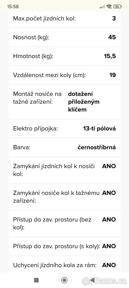 Nosič jízdních kol Wjenzek Alfa 3 - 2
