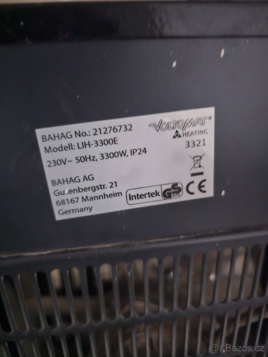 Elektrické topení / topidlo / teplovzdušný ventilátor 3,3 kW - 2