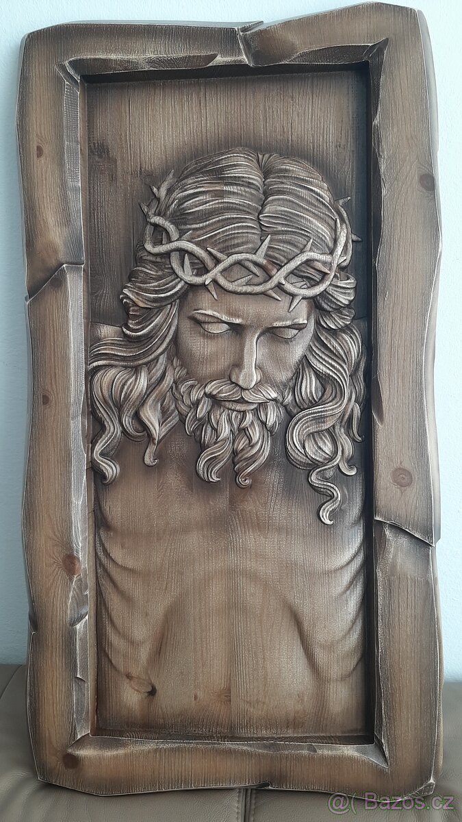Drevený obraz Jezis Kristus 84×45cm.hr.4 cm - 2