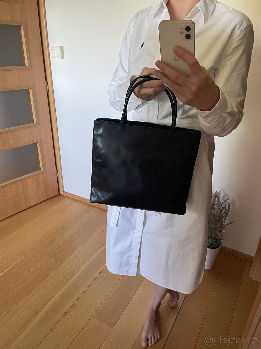 Značková luxusní černá elegantní kožená kabelka Corcel - 2