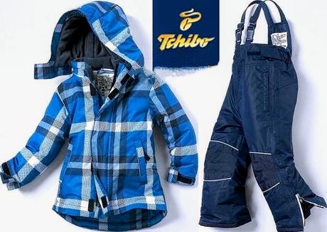 zimní souprava modrá kostkovaná kombinéza Tchibo 86-92 - 2