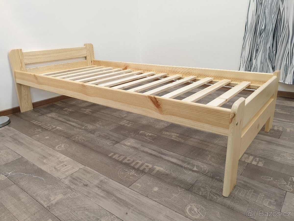 Jednolůžková postel 80x200 Borovice s roštem - 2