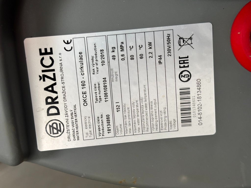 Dražice OKCE 160 l s cirkulací - 2