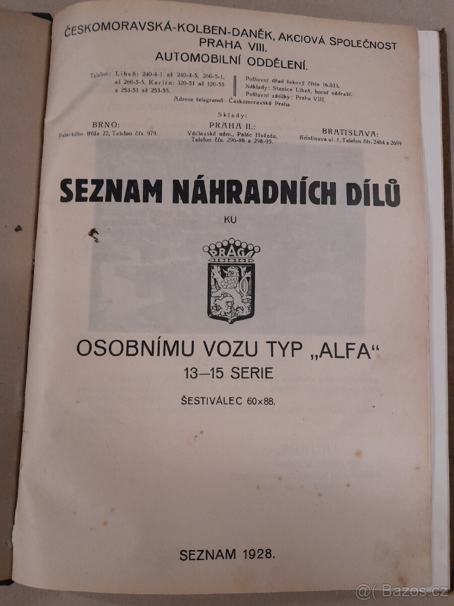 Praga Alfa typ 13-15 a typ 16, 6 válce - 2