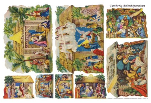 Historické perníkovky -betlém, andělíček; 3 archy bez výseku - 2