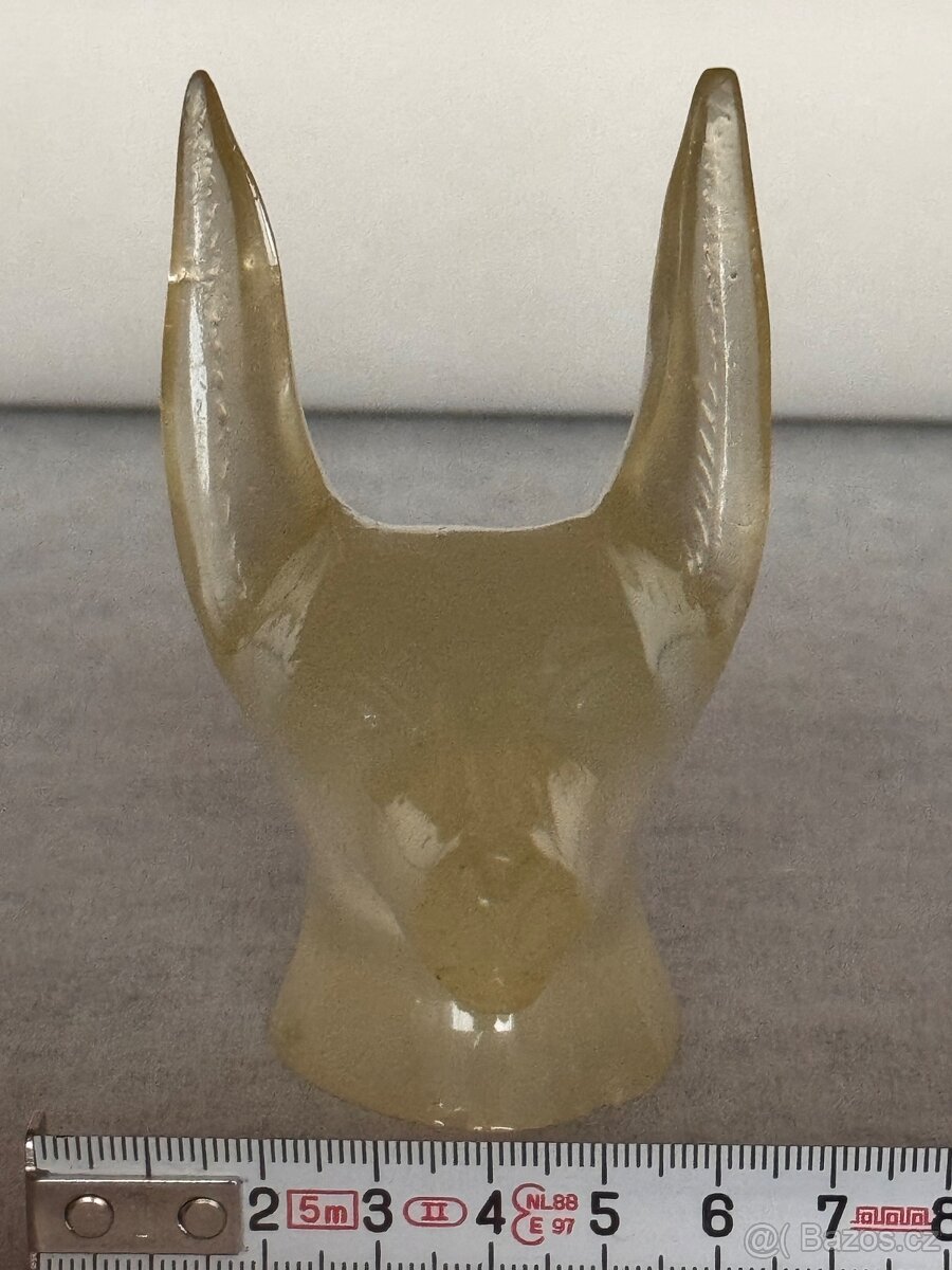 Skl. soška hlavy psa Anubis, světélkující zeleně - 2