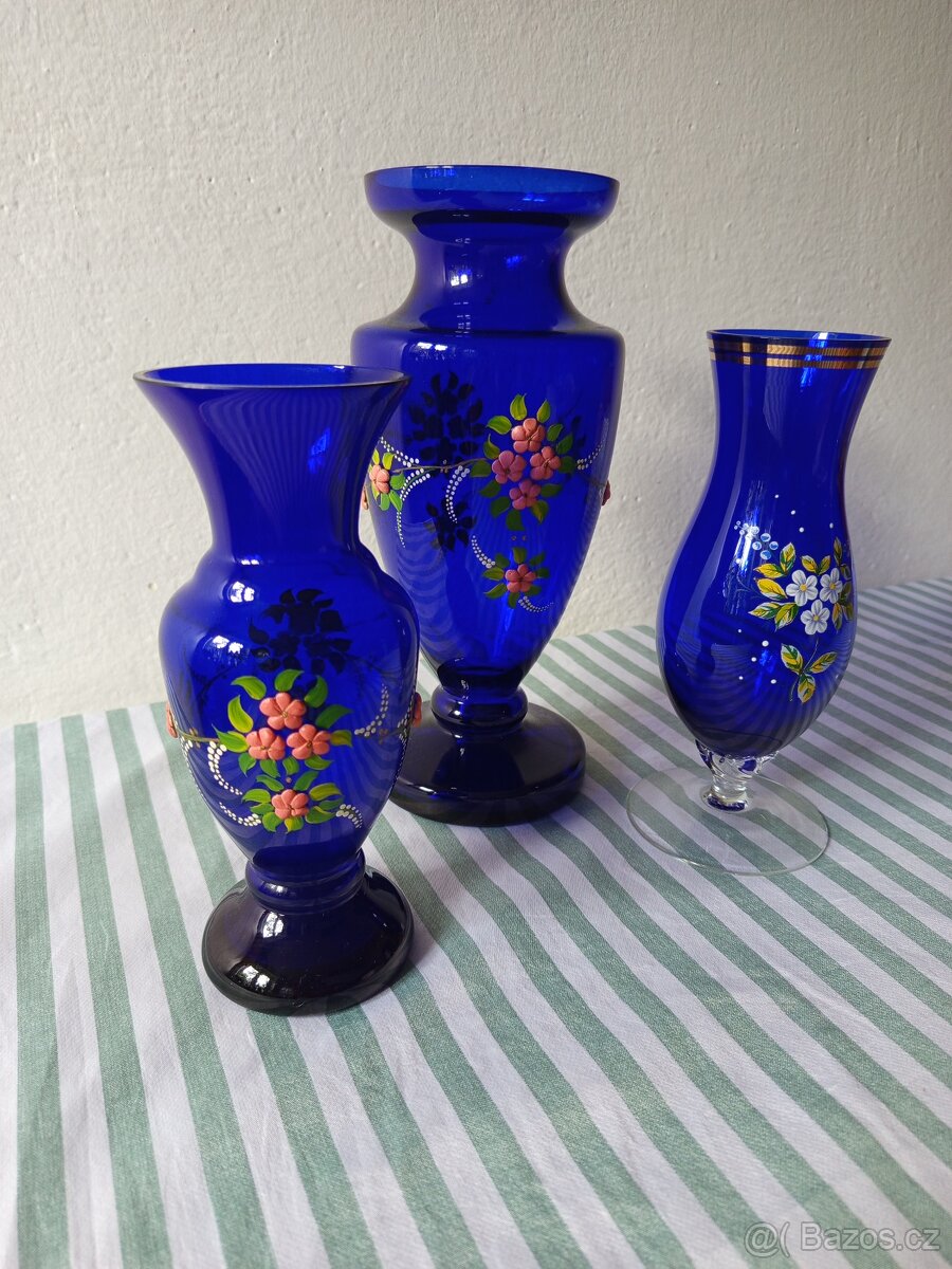 Váza Novoborské sklo - kobaltové sklo - 2