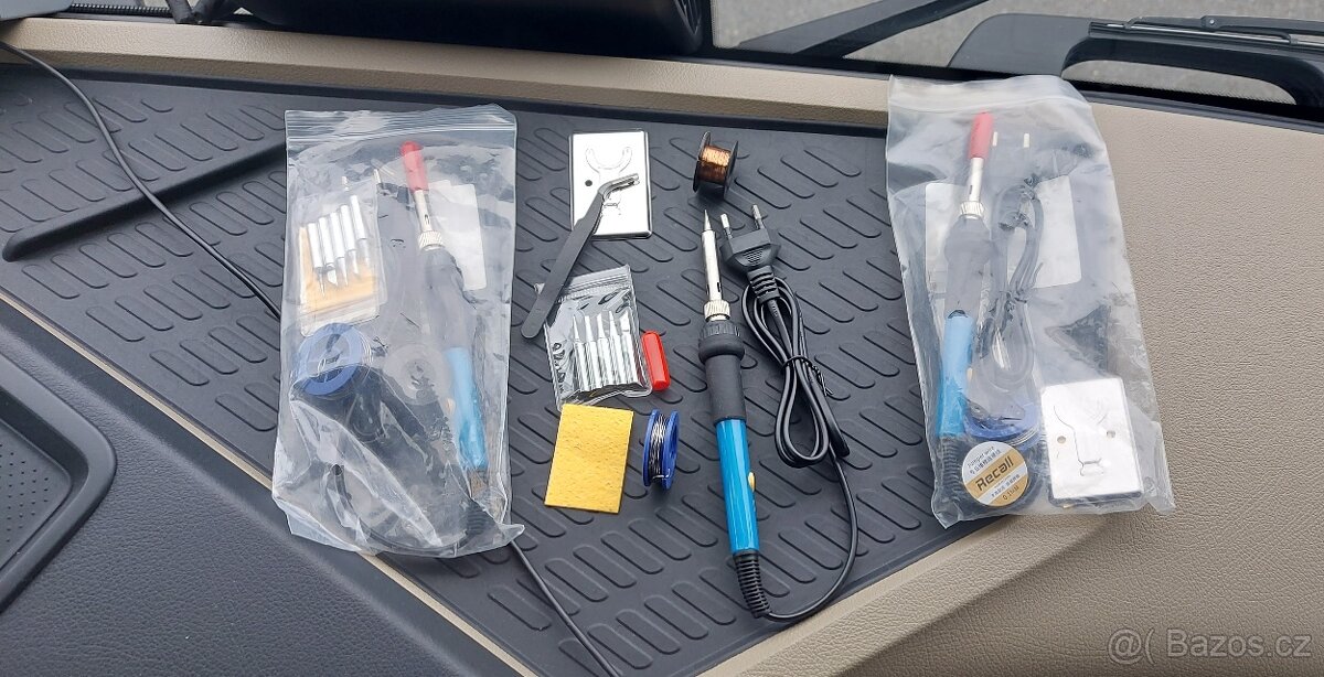 Mikropájka 230V/60W, s výměnnými hroty+cín+držák+pinzeta. - 2