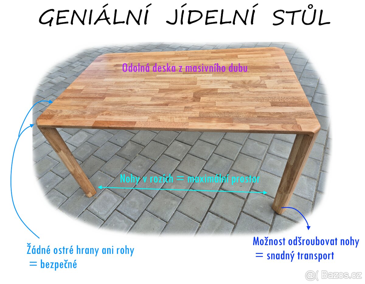 Dubový jídelní stůl 140x80 cm - 2