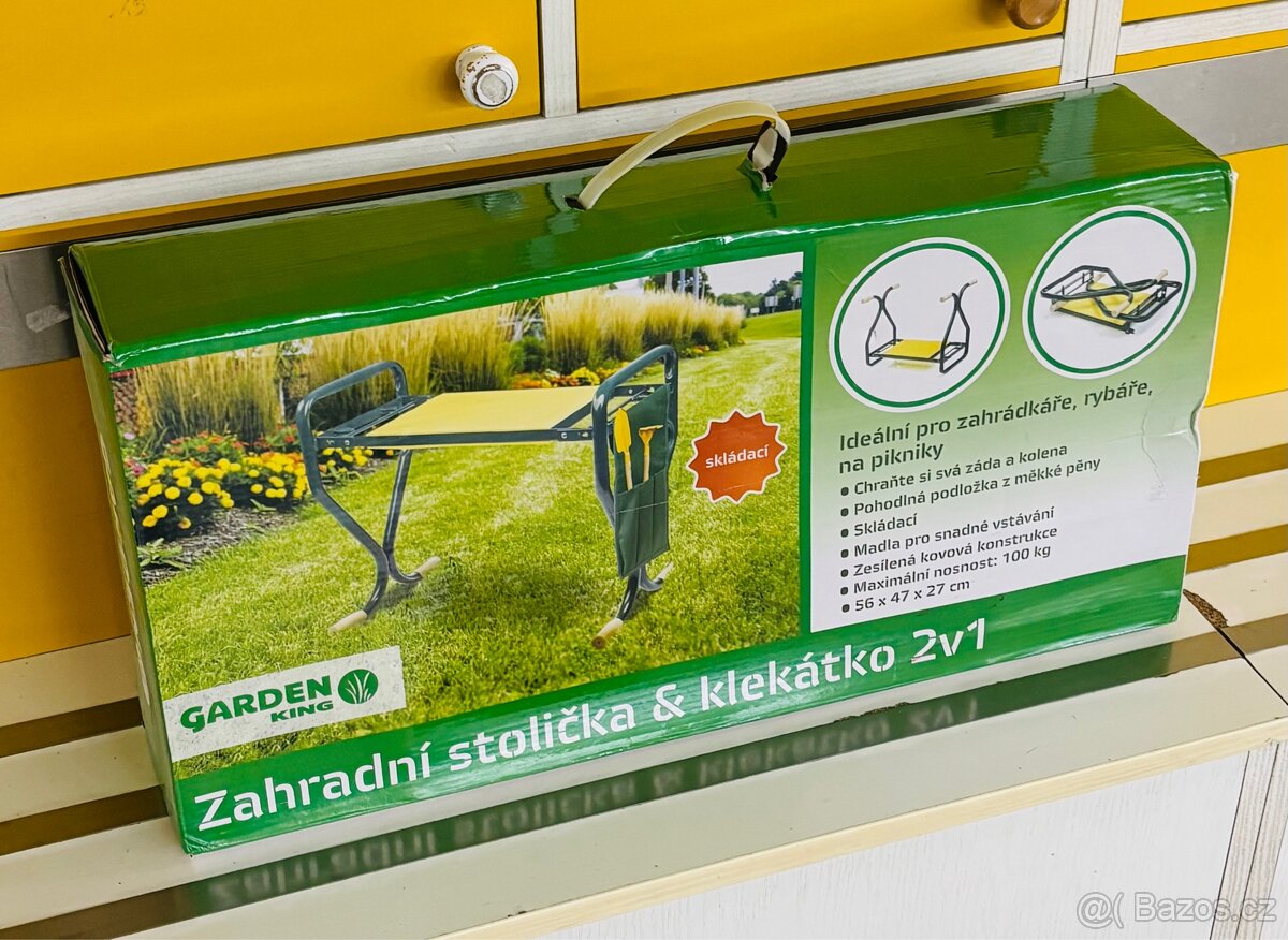 skládací zahradní stolička a klekátko 2v1 - 2