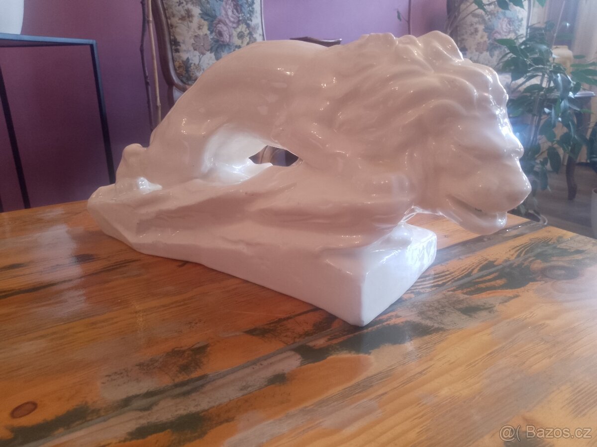 Sleva Keramický starožitný lev Art Deco - 2