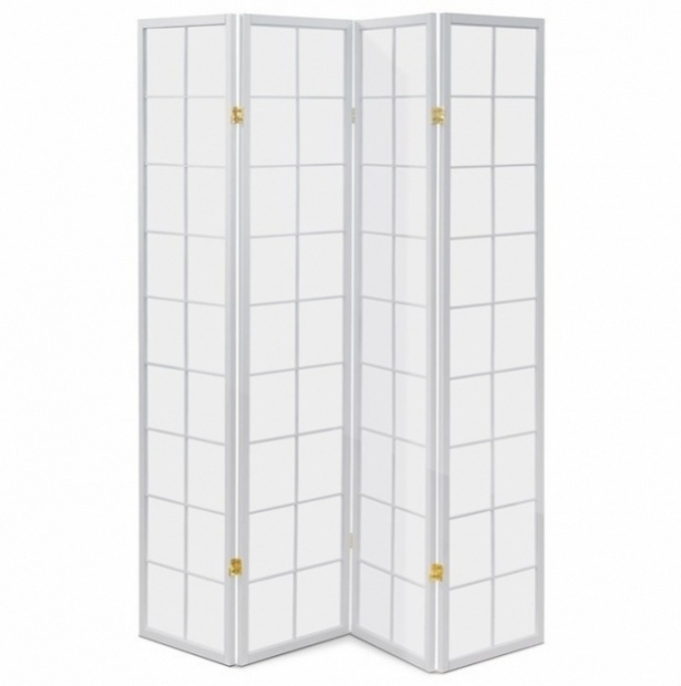 4 dílný dřevěný paravan bílý, černý - 2