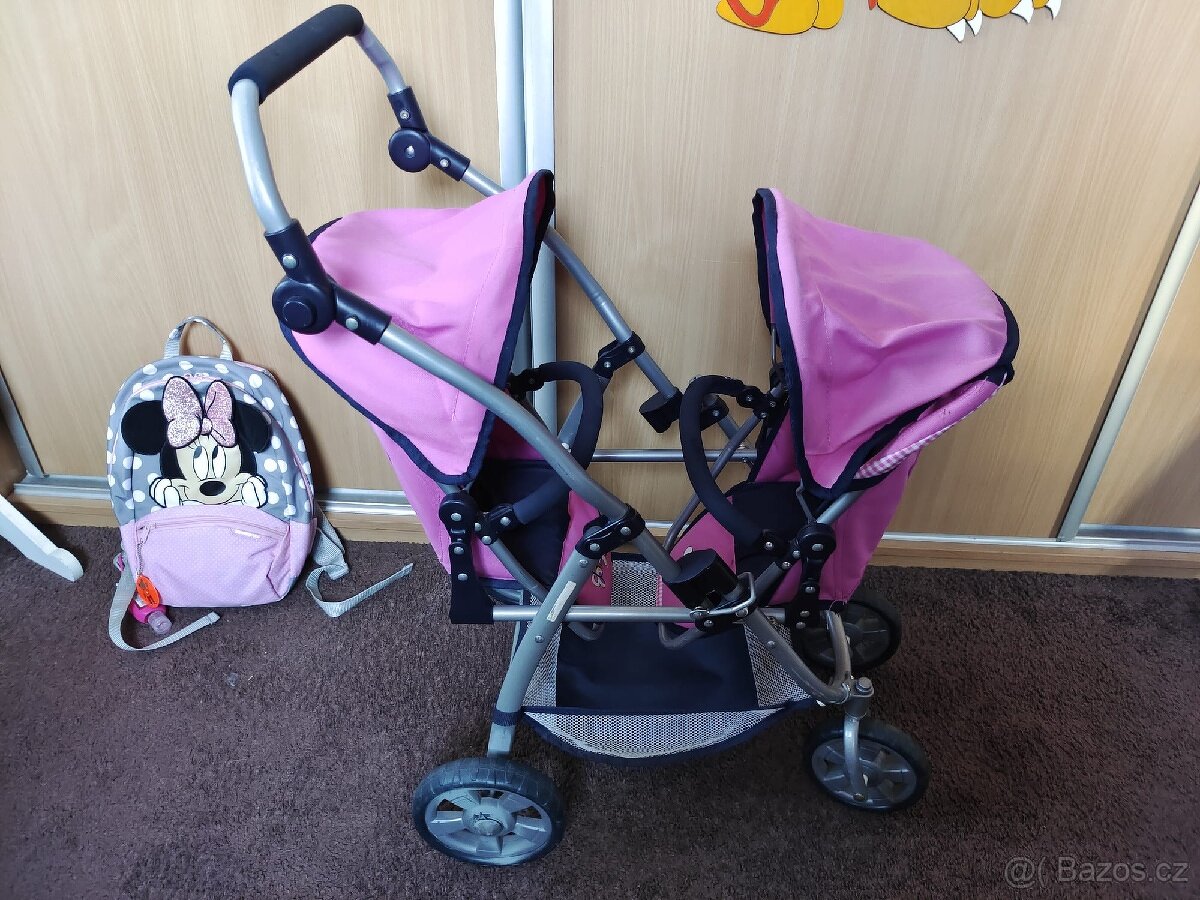 Kočárek pro panenky dvojčata Bayer chic + kočárek Baby Born - 2
