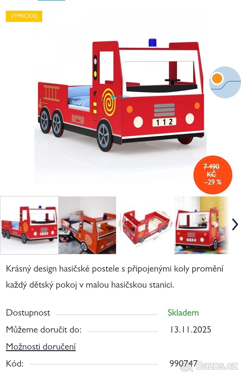 Dětská postel Hasičské auto 👶🏻 - 2