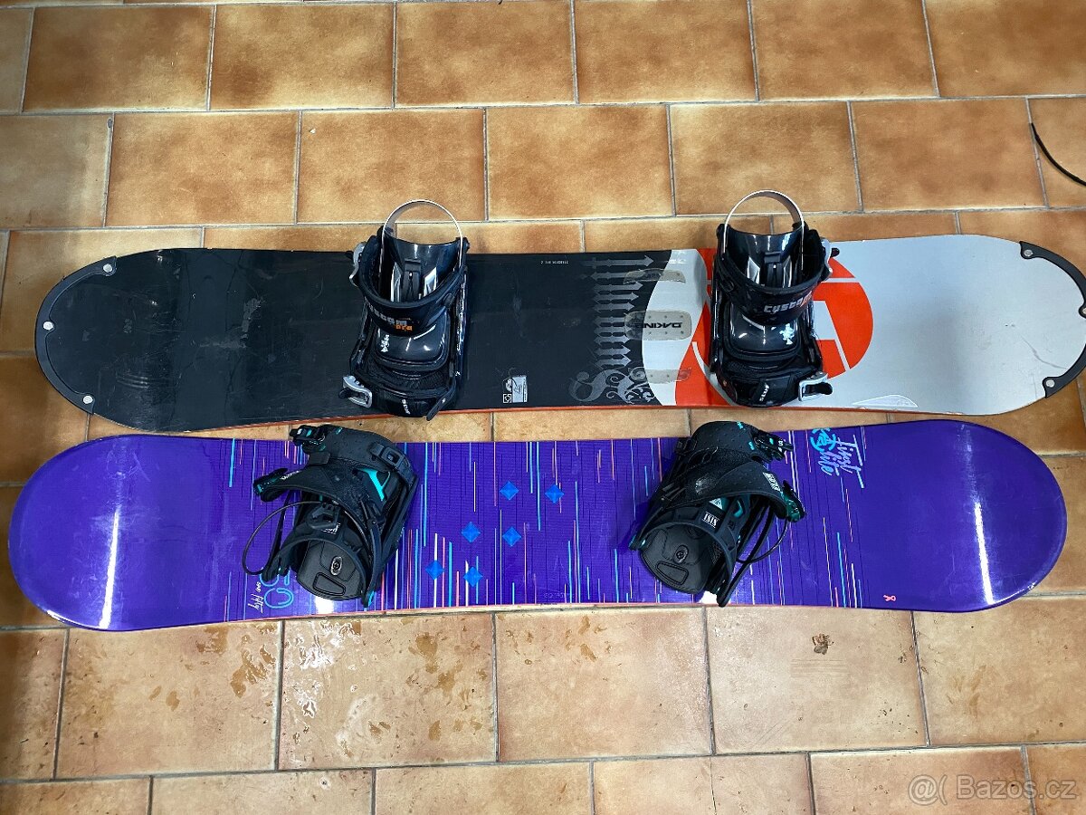2x snowboard 150 a 158 cm boty 38 43 a komplet příslušenství - 2