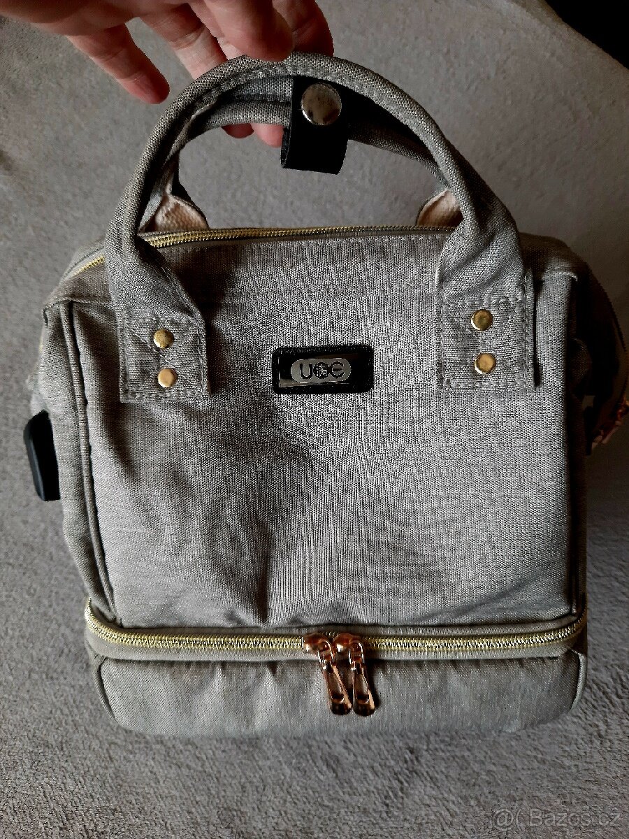 Stylová přebalovací taška/batoh šedá - 2