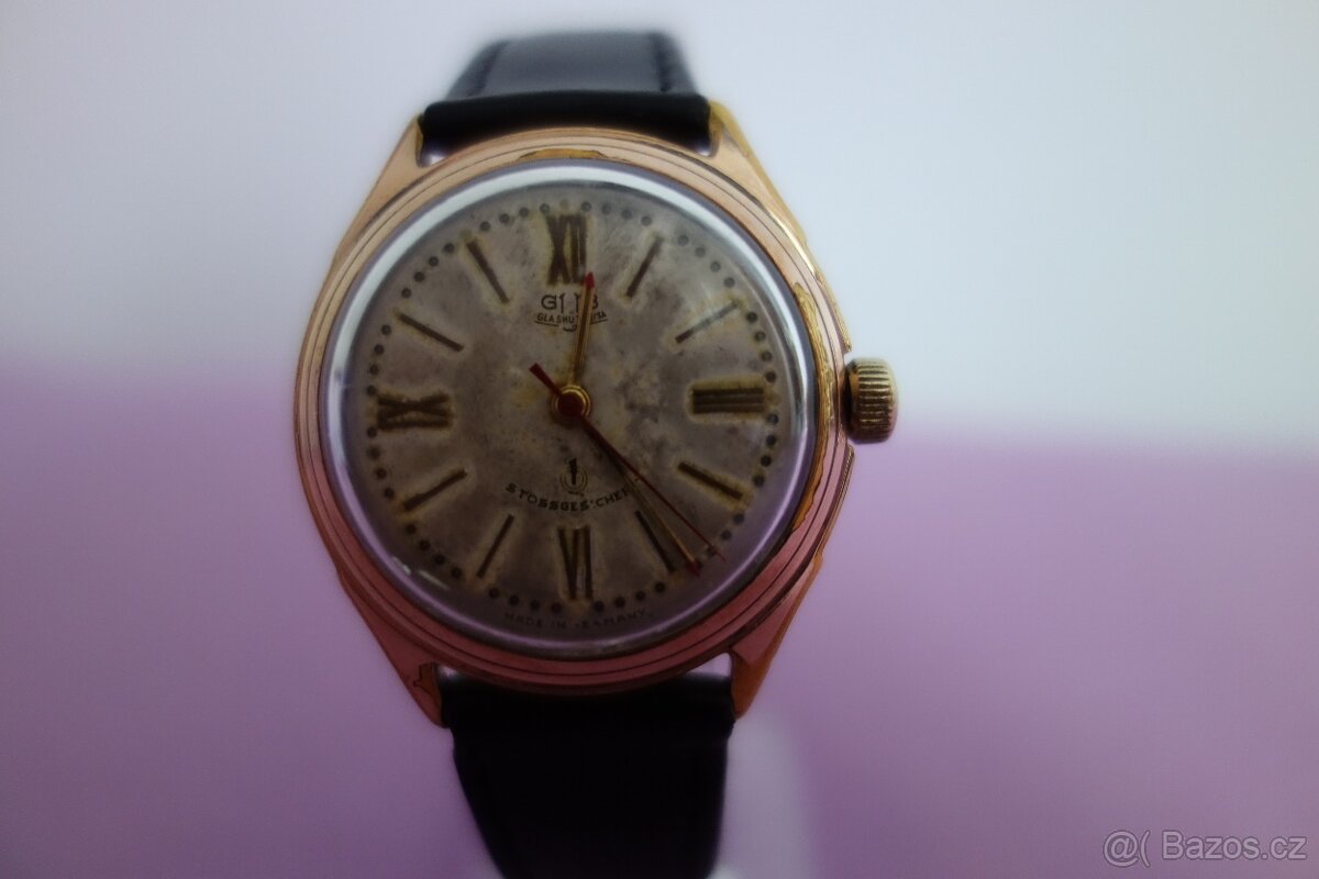 Německé pozlacené hodinky GUB Glashutte Q1 - 2