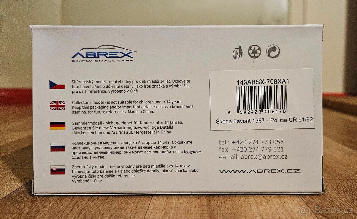 Abrex Škoda Favorit 136L 1:43 Policie ČSFR 91/92 - 2