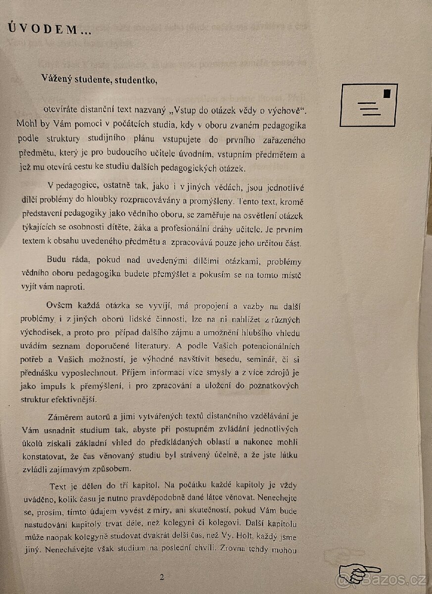 Vstup do otázek vědy o výchově, R. Burkovičová, 2002 - 2