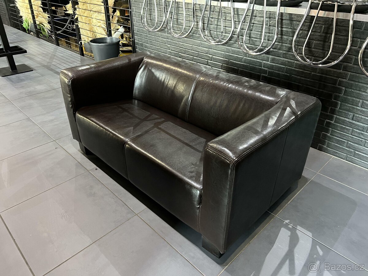 Kožená sedací souprava, dvoumístná, černá (NOVÁ NEROZBALENÁ) - 2