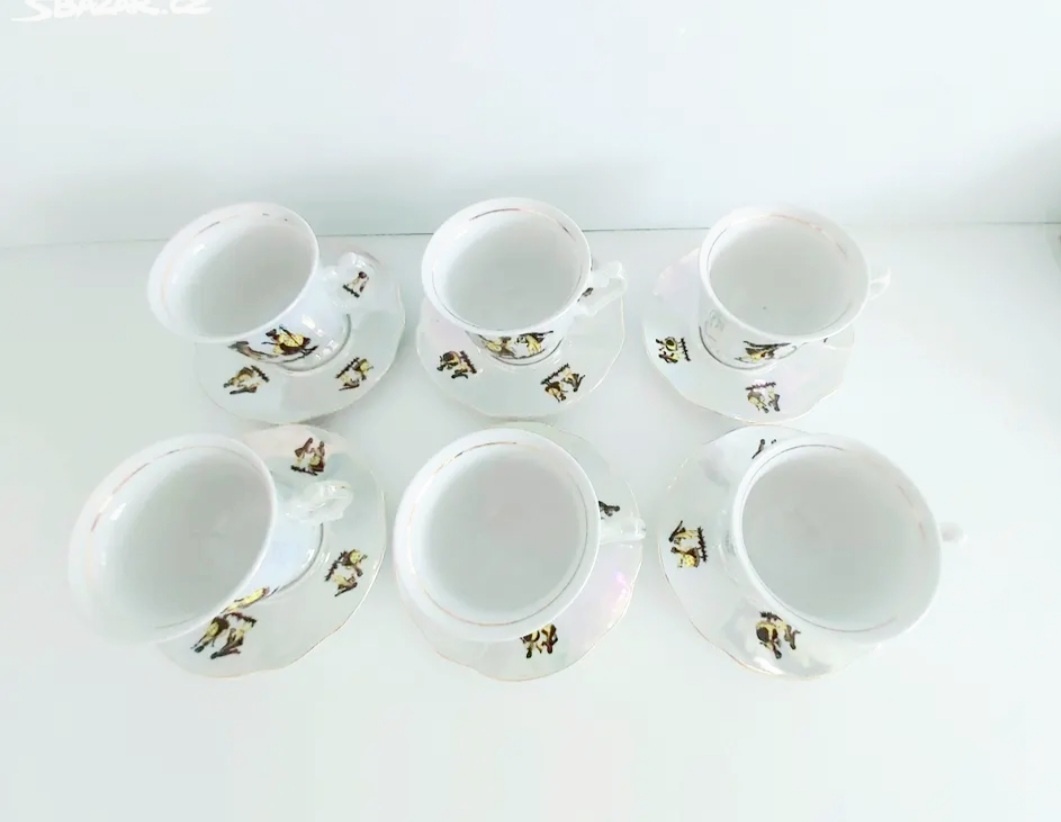 Kávový-čajový servis, kvalitní perleťový porcelán - 2