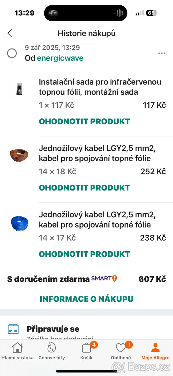 Prodám elektrické topení 80w 14m2 - 2