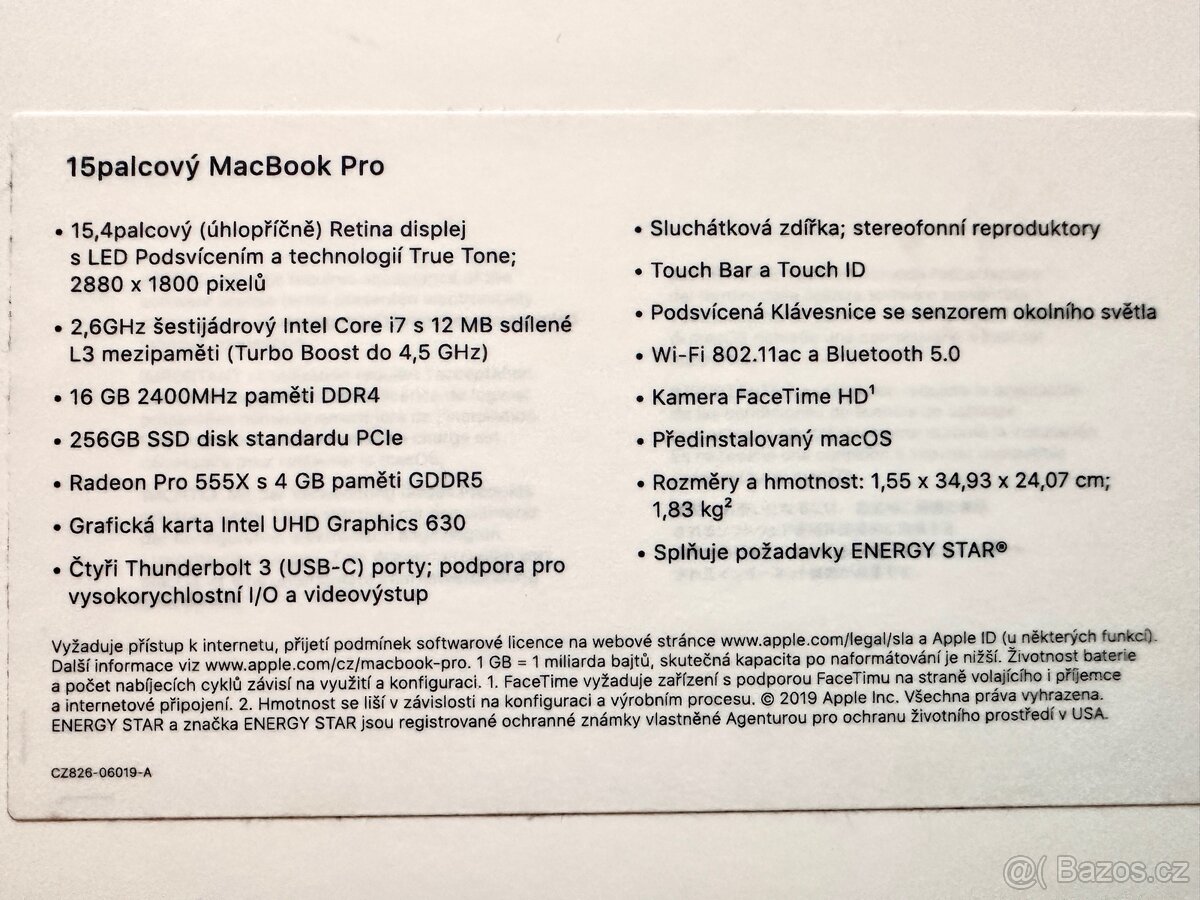 MacBook Pro 15” Retina/ i7/ 256GB/2018 - 2