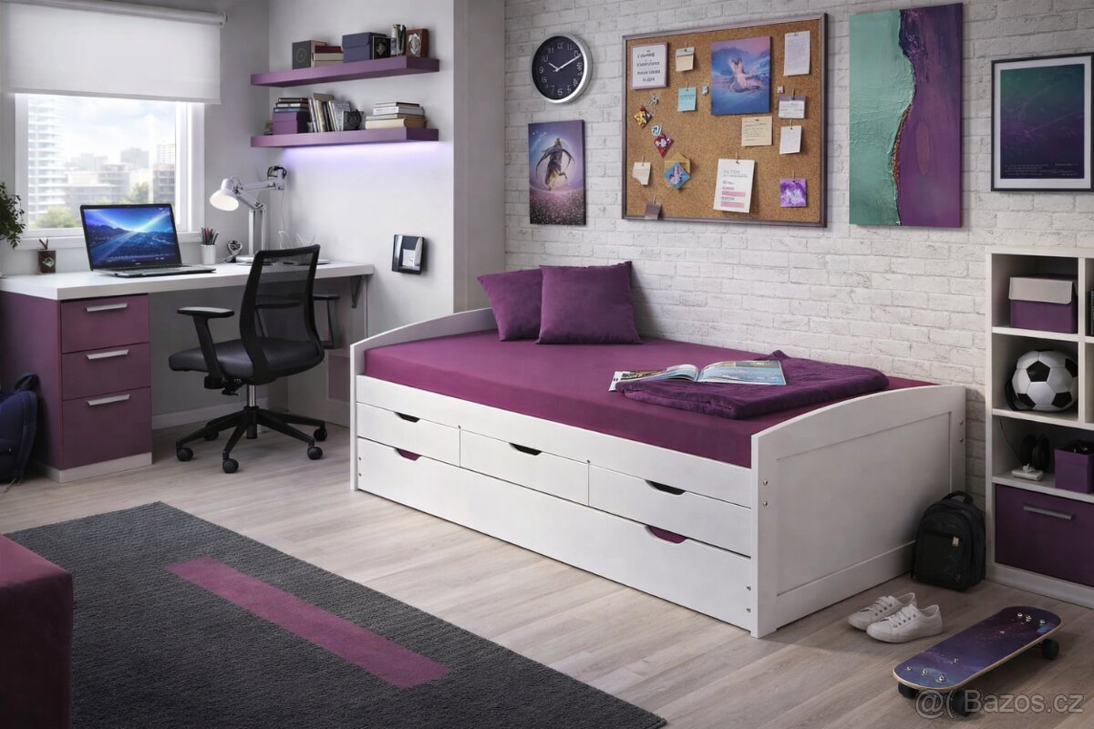 Postel multifunkce masiv s matrací a rošty Nová - 2