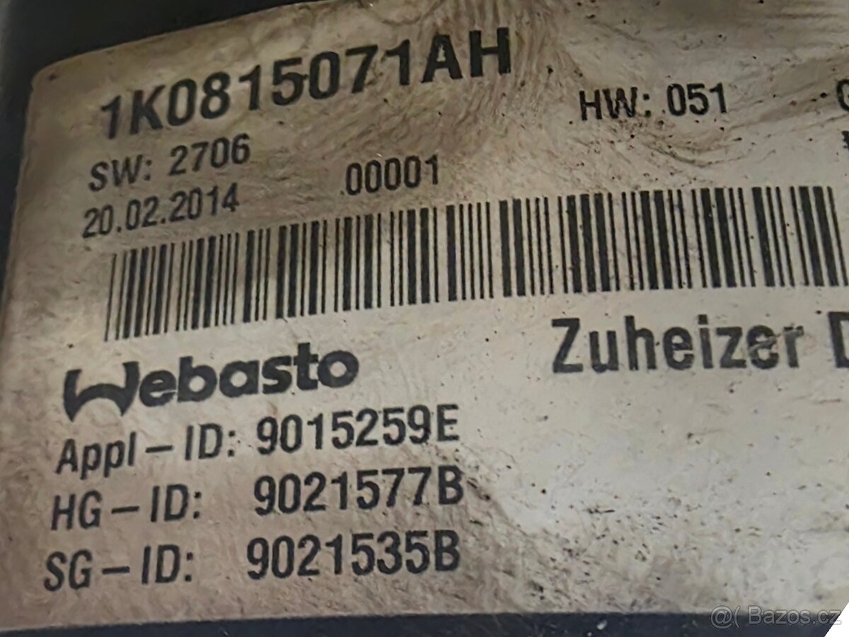 Webasto Thermo top V 1K0815071AH,AG - 2