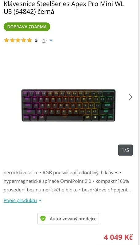 Apex Pro Mini Wireless – používaná cca 2 měsíce - 2