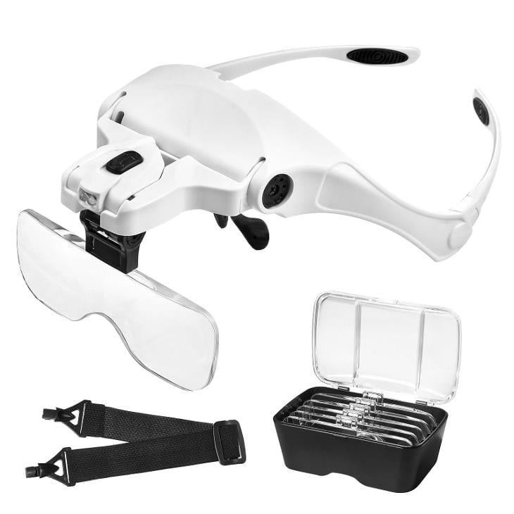 Nepožitá náhlavní lupa s 5 čočkami a LED světlem - 2