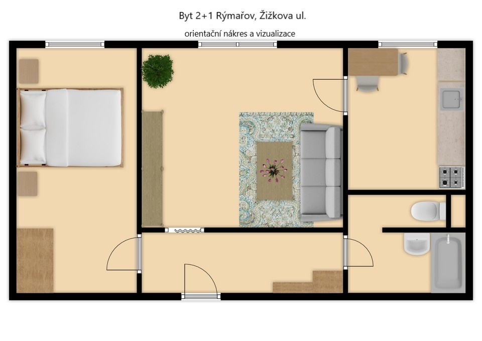 Prodej pěkného bytu 2+1 v centru Rýmařova v Jeseníkách - 2