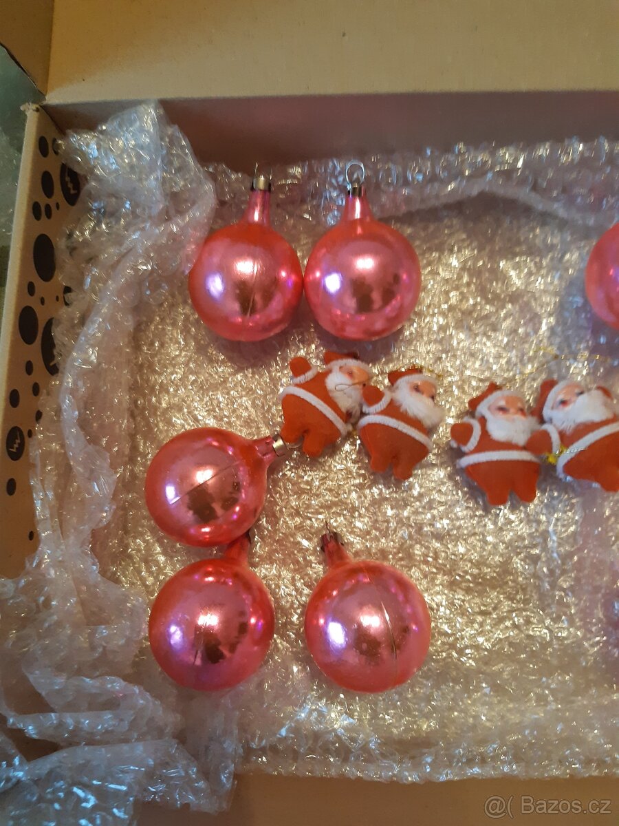 Vanocni ozdoby mix , ve staro- růžové. - 2