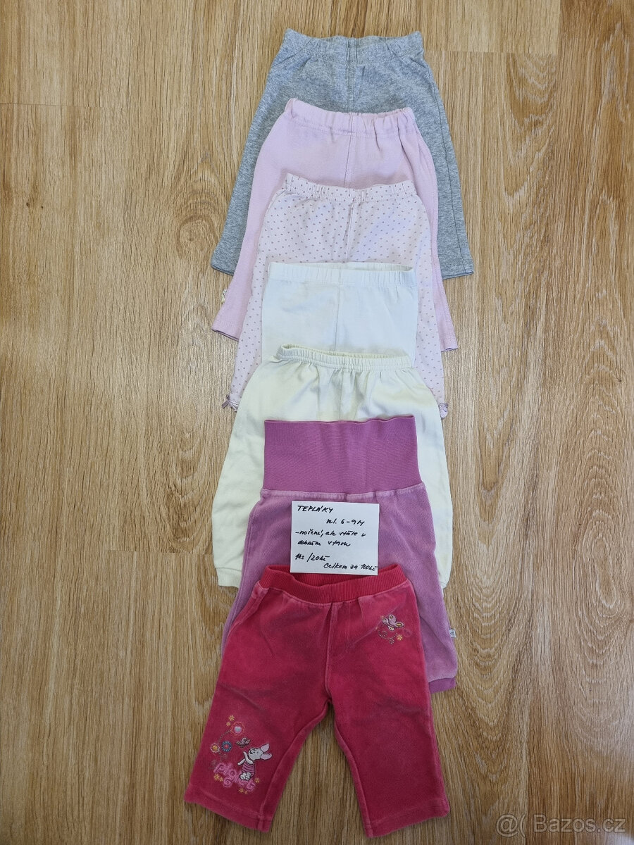 kalhoty, tepláky, kratase vel. 74/80 cca 6-12m - 2