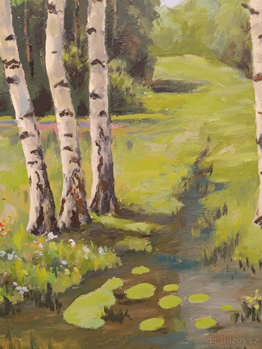 Obraz Jan Dufka, Březový háj 1983, olej 65x85 - 2