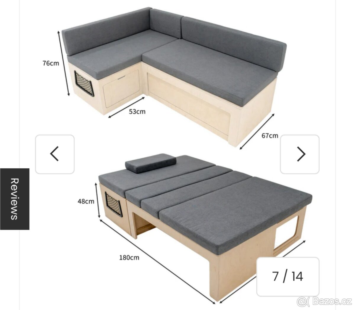 Rozkládací postel do karavanu ve tvaru L - NOVÁ - 2