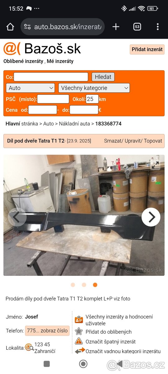 Díl pod dveře Tatra T1 T2 - 2