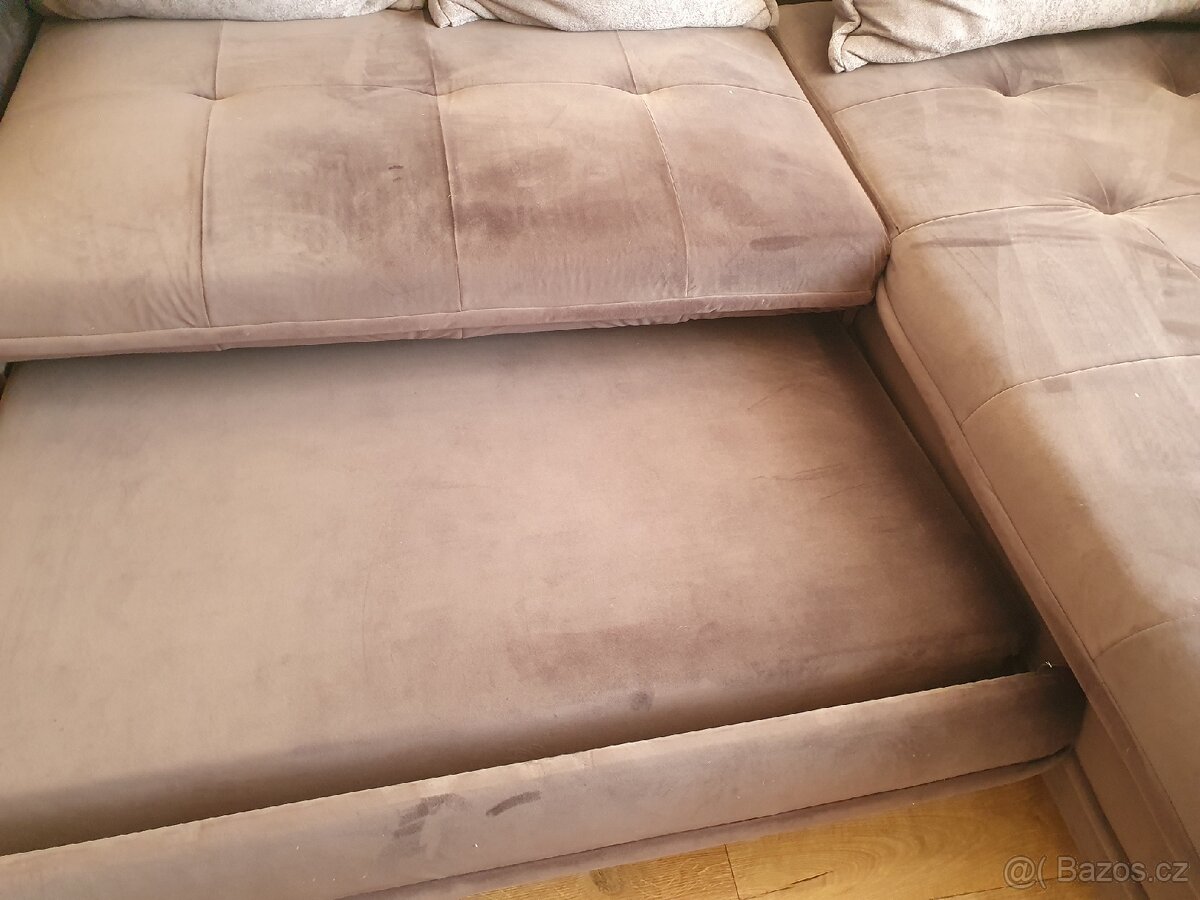 Rohová pohovka,rozkládací, s úložným prostorem - 2