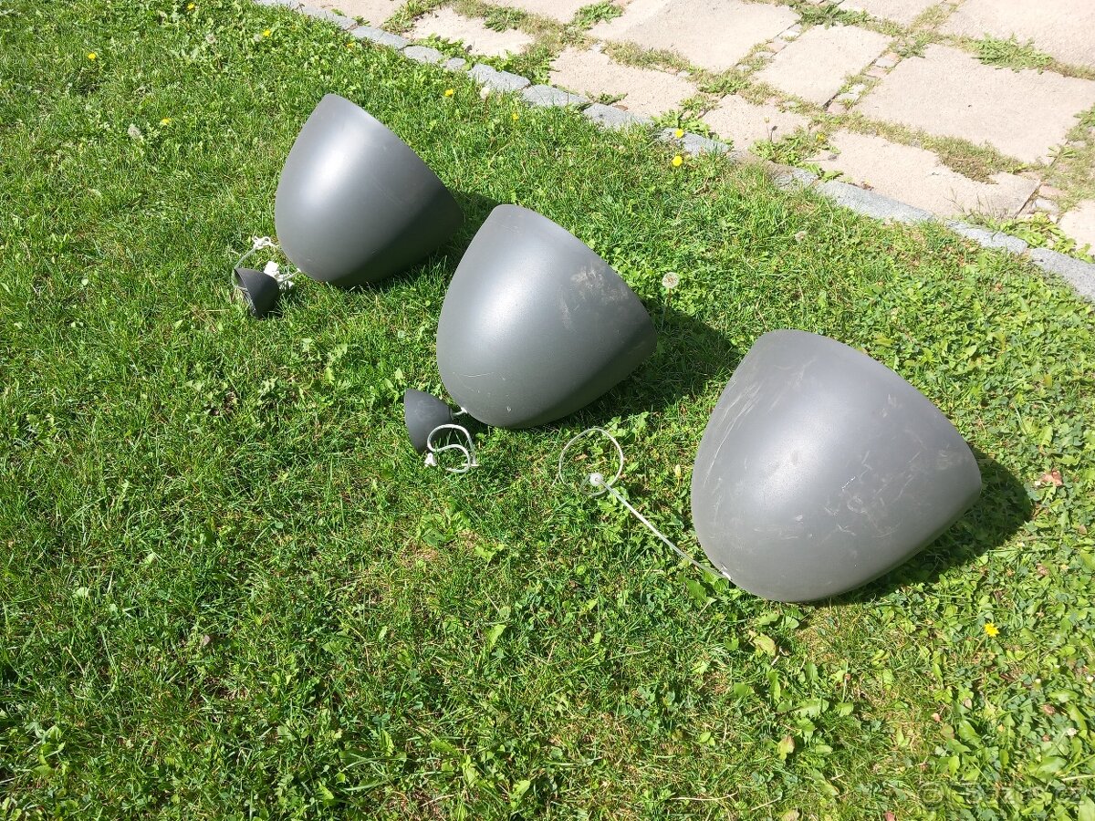 Lampa závěsná velká 3kusy,průměr 45cm,výška 40cm,tm.šedá - 2