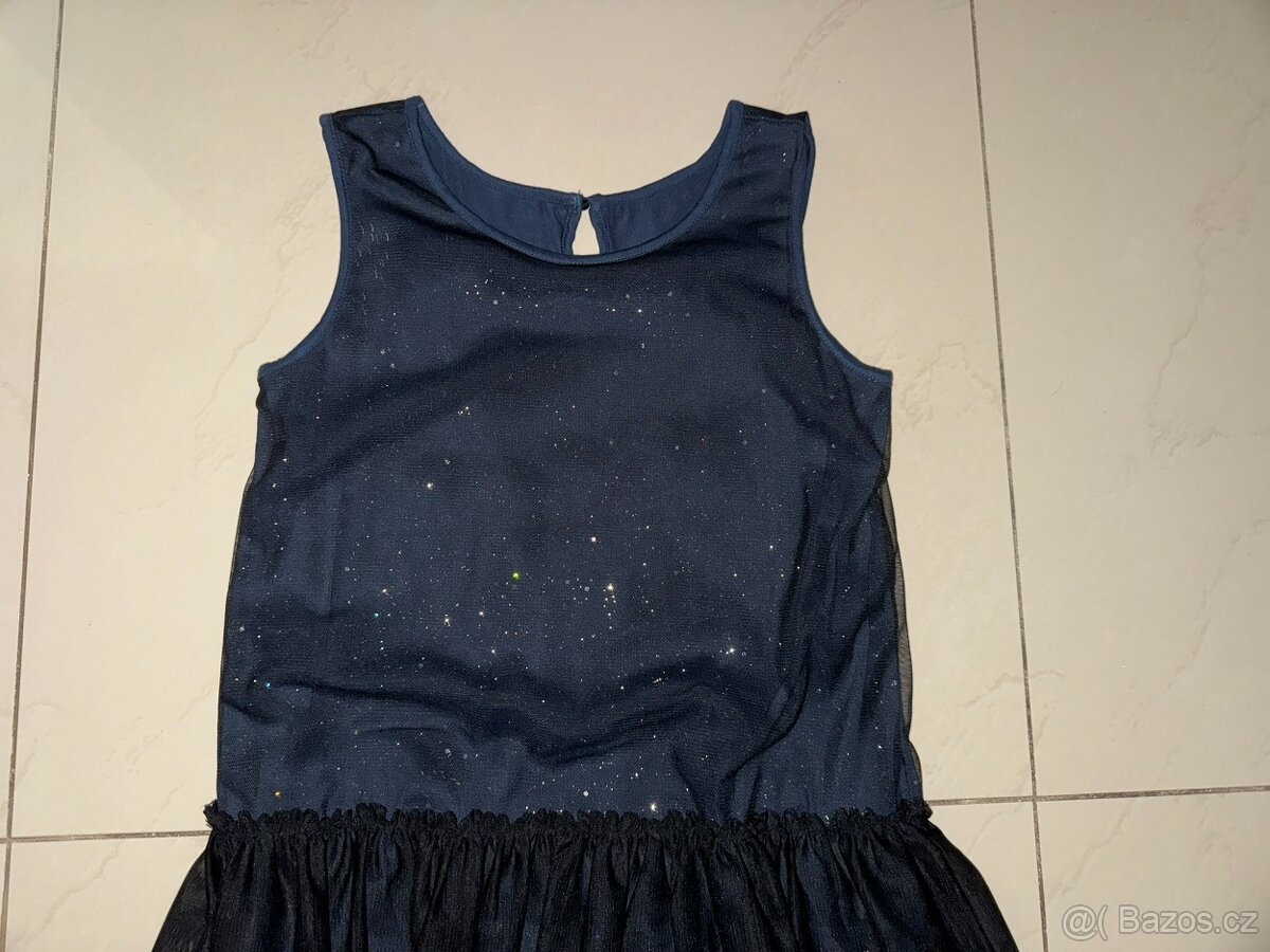 Tmavě modré dívčí společenské šaty vel.158/164 - 2