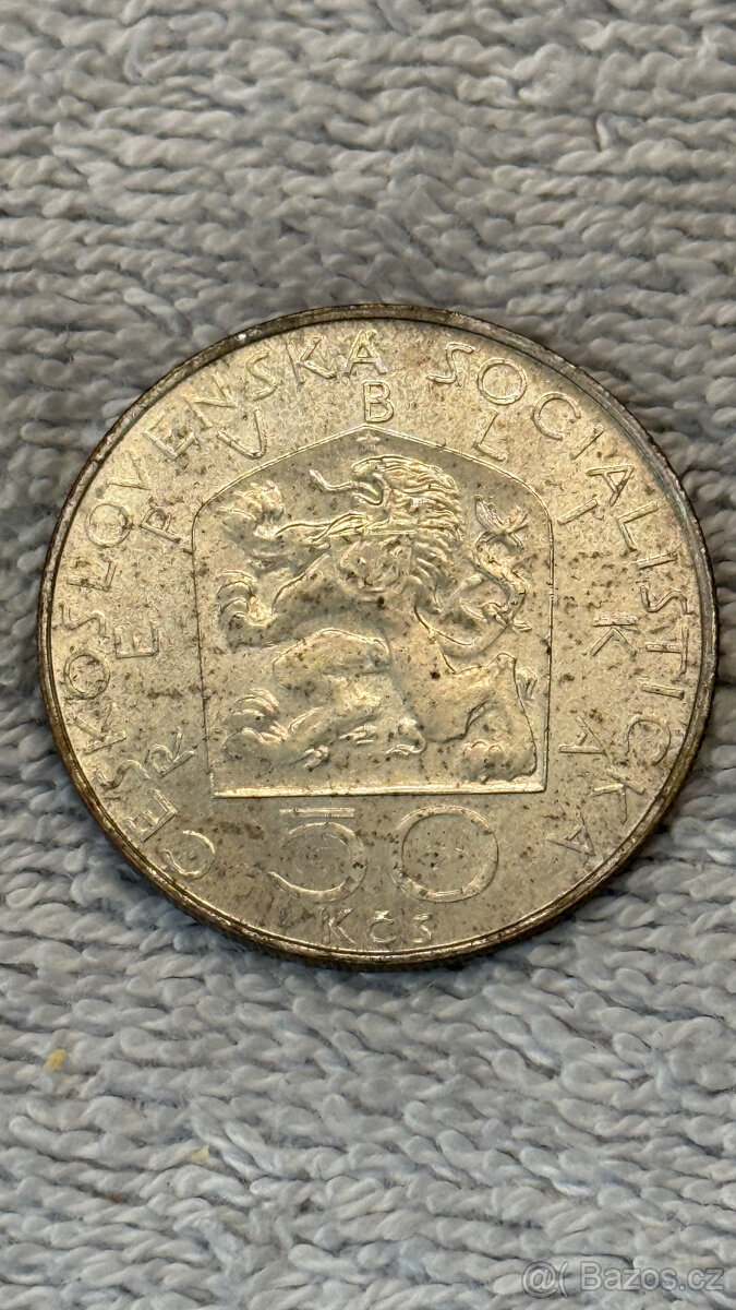 Stříbrná mince Československo – 50 Kčs 1978 (100. výročí nar - 2