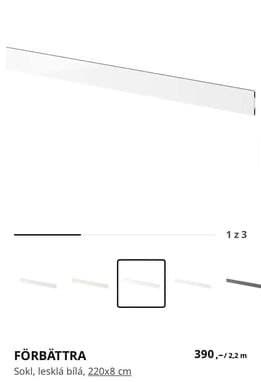 Nový Ikea sokl pod kuchlinku Förbättra 220 x 8 cm bílá barva - 2