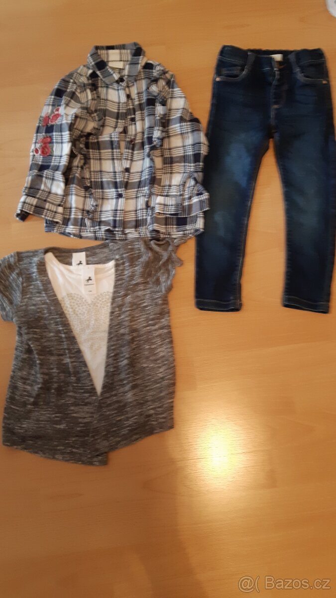 Dětské džiny , košile kardigan+ tričko - 2