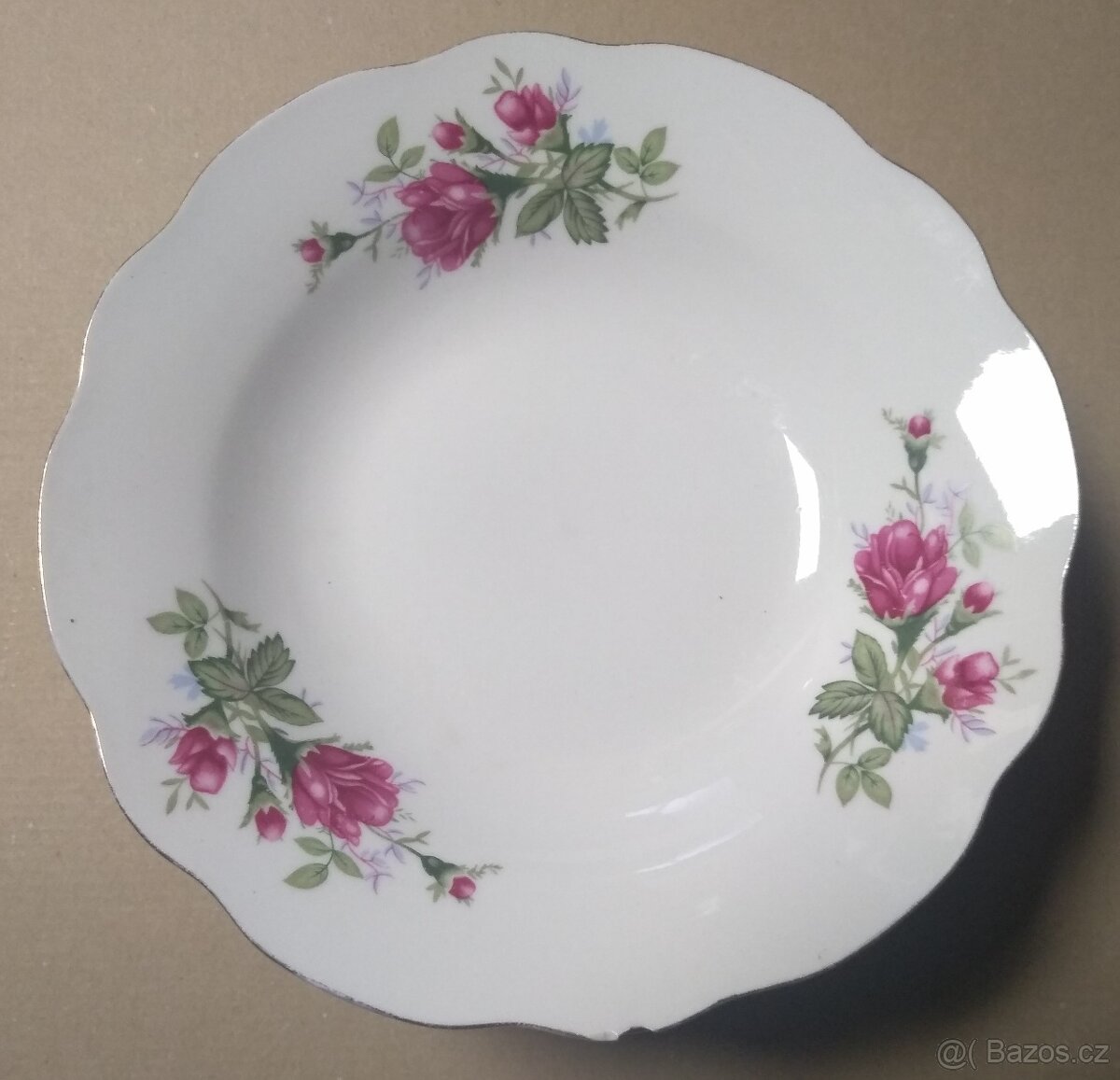Porcelánové hluboké talíře po babičce - dekor růže - 2