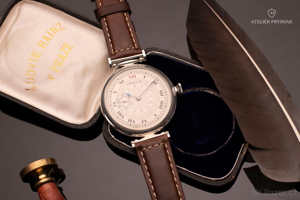 Starožitné stříbrné švýcarské hodinky OMEGA 1909 - 2