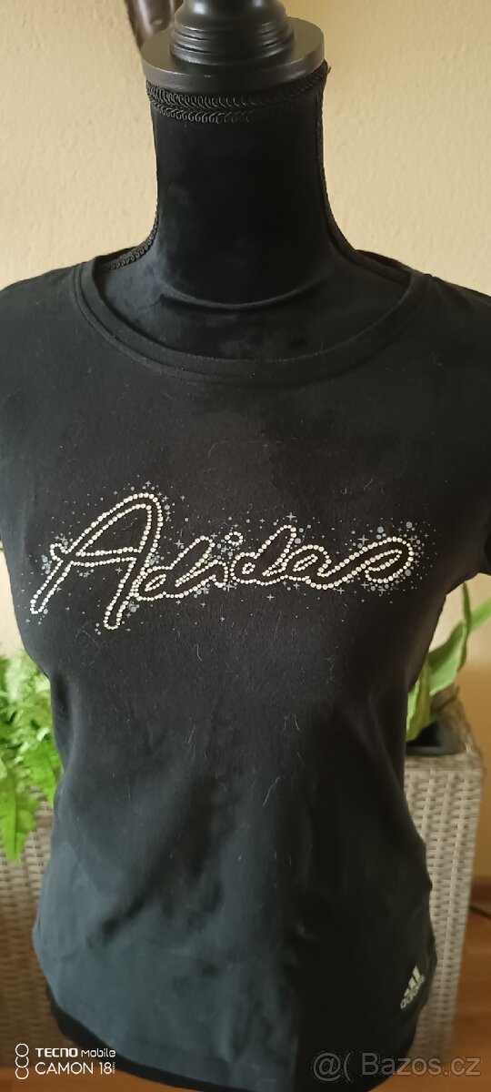 Nové černé tričko s kamínky Zn.Adidas - 2