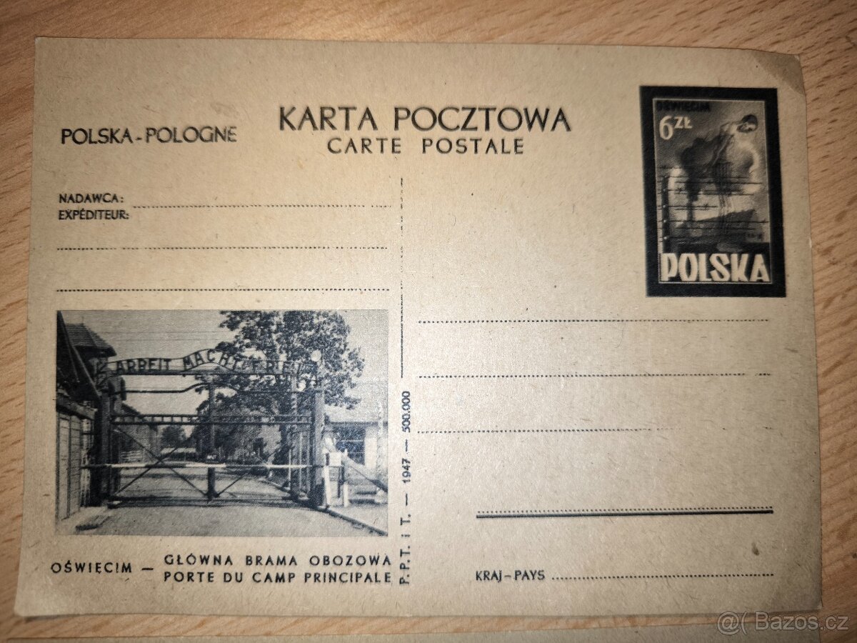 Dvě polské dopisnice, 1945, Osvětim. - 2