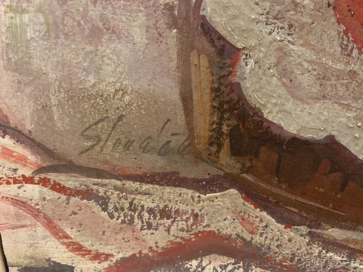 Zátiší s jablky – olej na plátně od autora Slováčka - 2