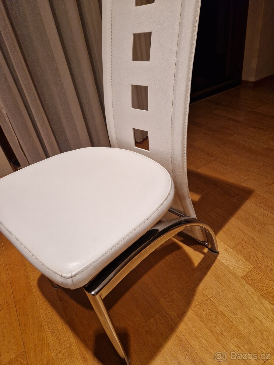 Jidelni židle koženkové bílé - 2